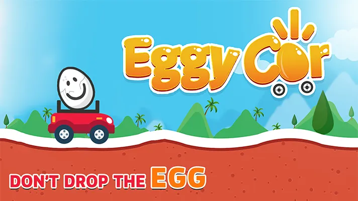 Eggy Car gameplay showing a car balancing an egg on bumpy terrain
